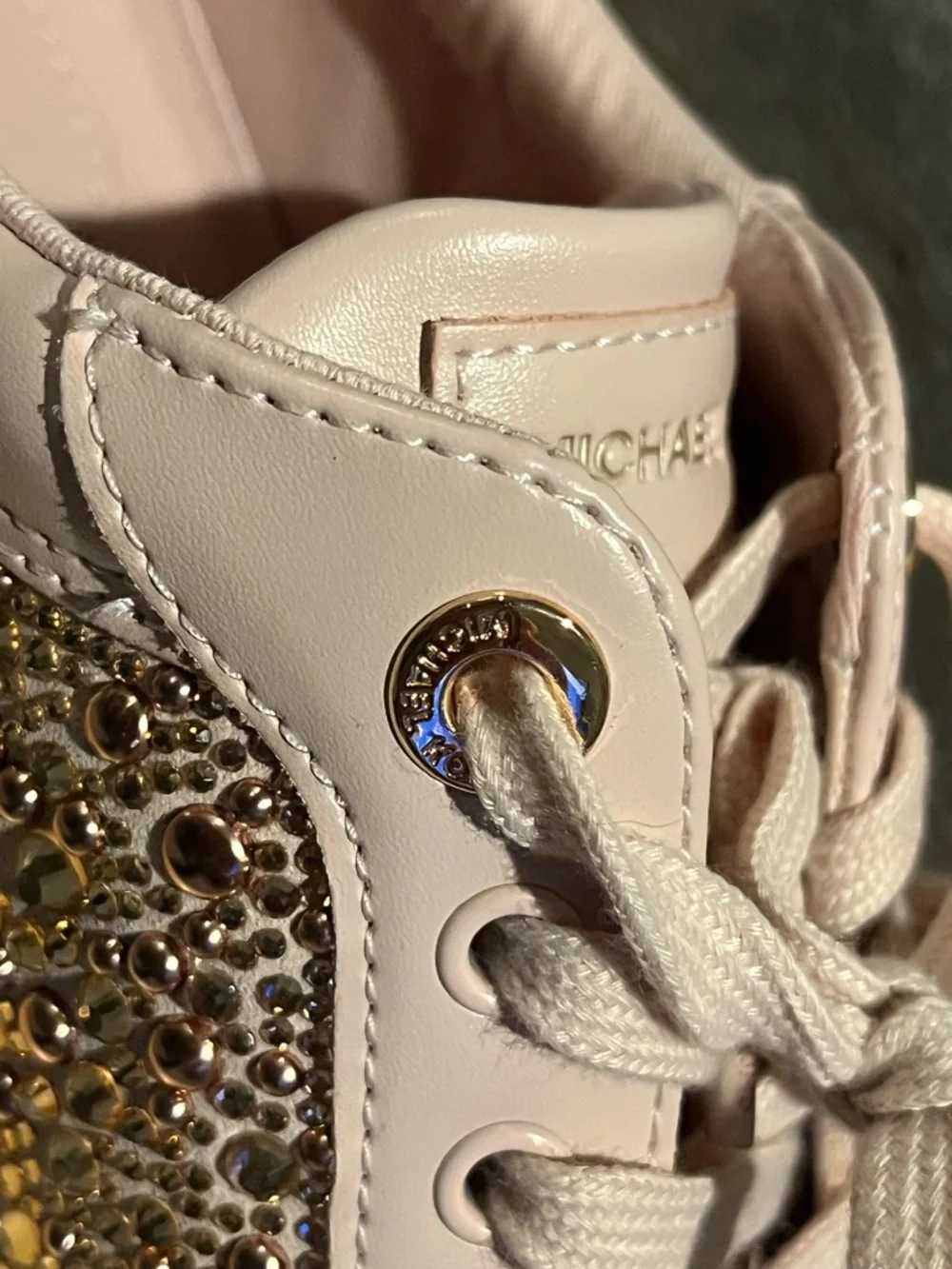 Michael Kors Romey Pink Lace Up Crystal Embellished Platform Shoes size 8 New - Picture 7 of 11